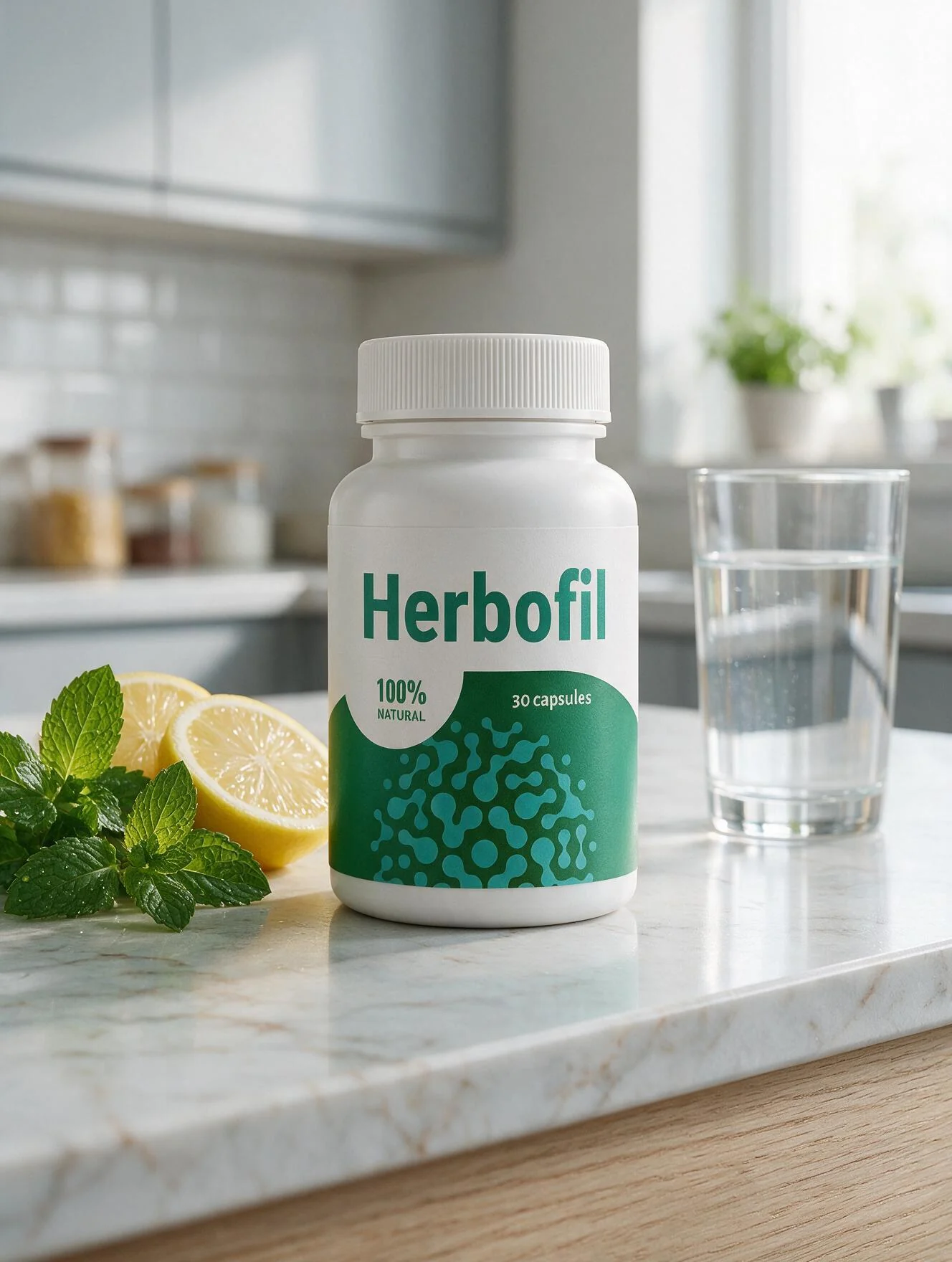 Жена държи Herbofil, 30 капсули